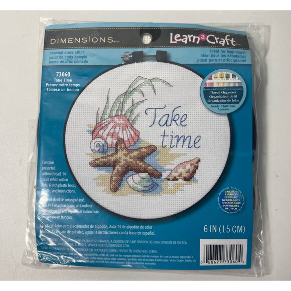 Dimensions Learn A Craft Counted Cross Stitch Kit 73060 Take Time 6" - Picture 1 of 2